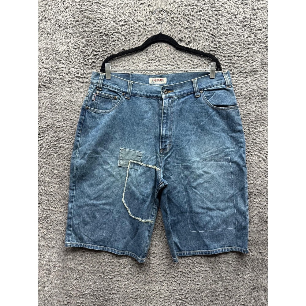 Vintage Y2k Carter's Baggy Denim Shorts Jorts Medium Wash Mens Size 38